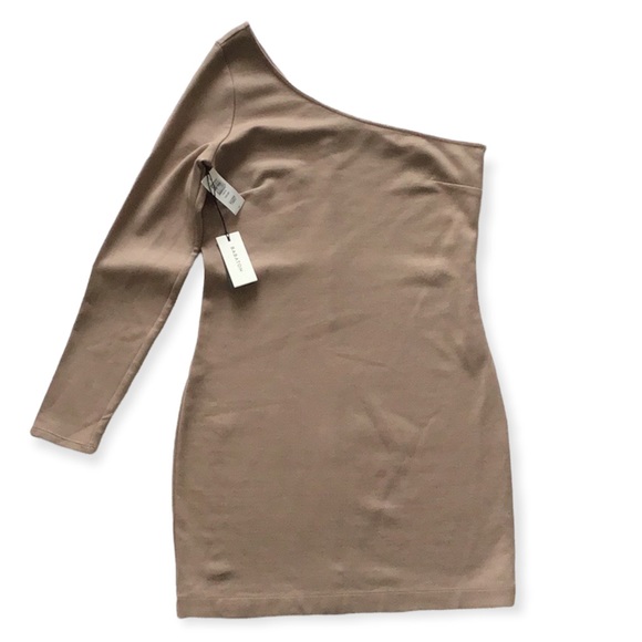 Aritzia Dresses & Skirts - NWT Babaton Colby Bodycon One-Sleeve Brown Mini Dress, size 10